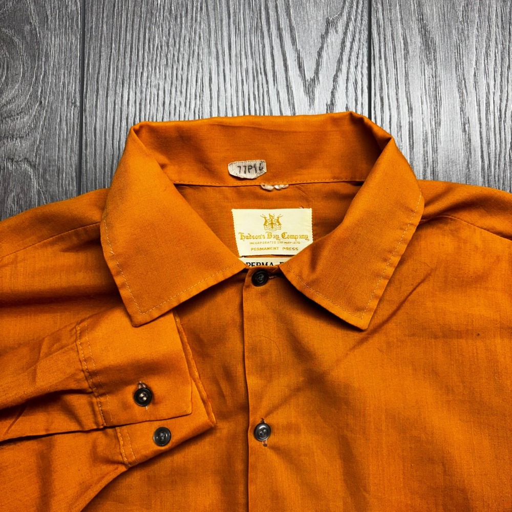 Vintage Hudson's Bay Company 70s XL Burnt Orange Perma-Press Button Down Shirt